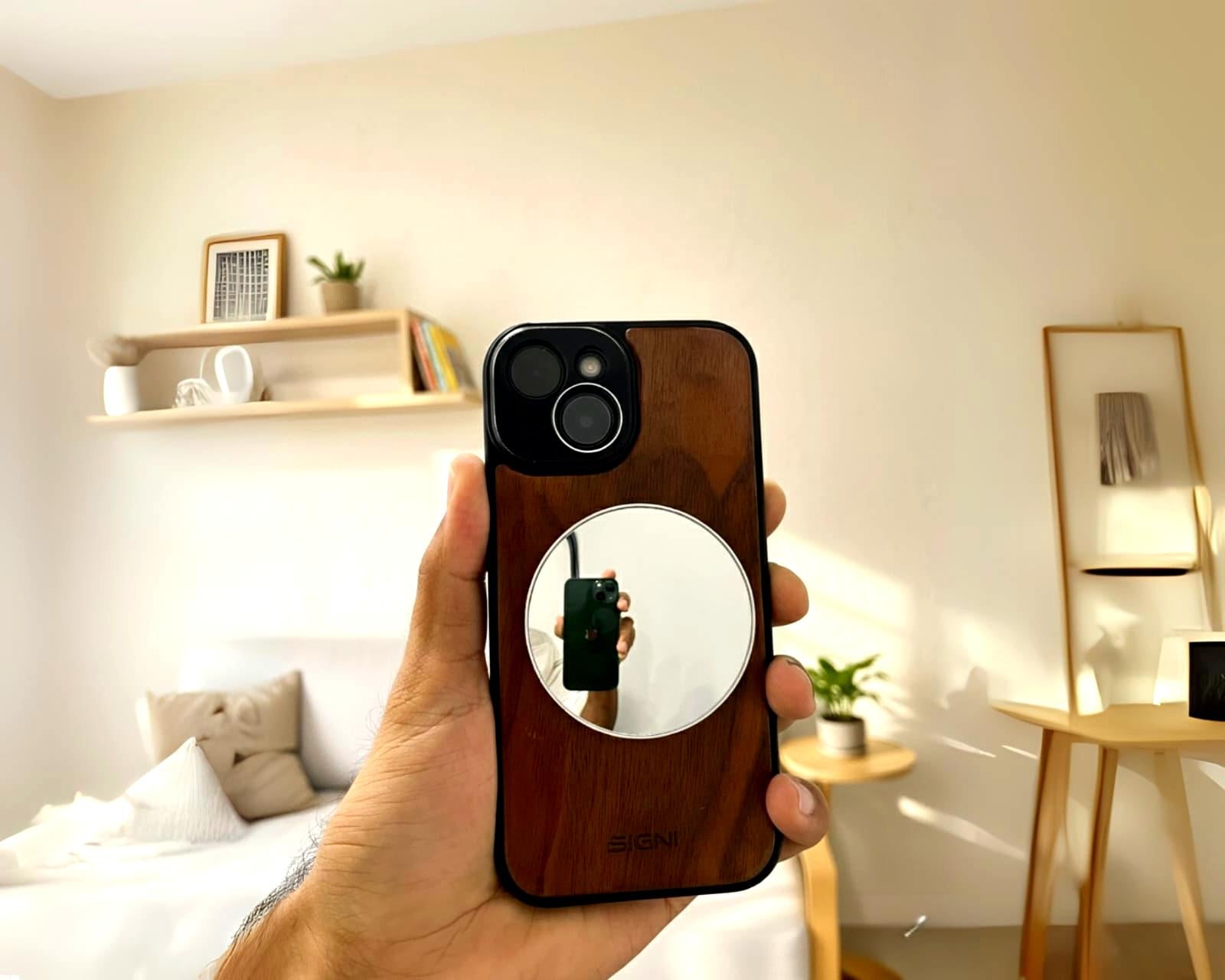 SKYVIK Magnetic Selfie Mirror (MagSafe Compatible) — Convex Back Camera Mirror for iPhone & All Smartphones