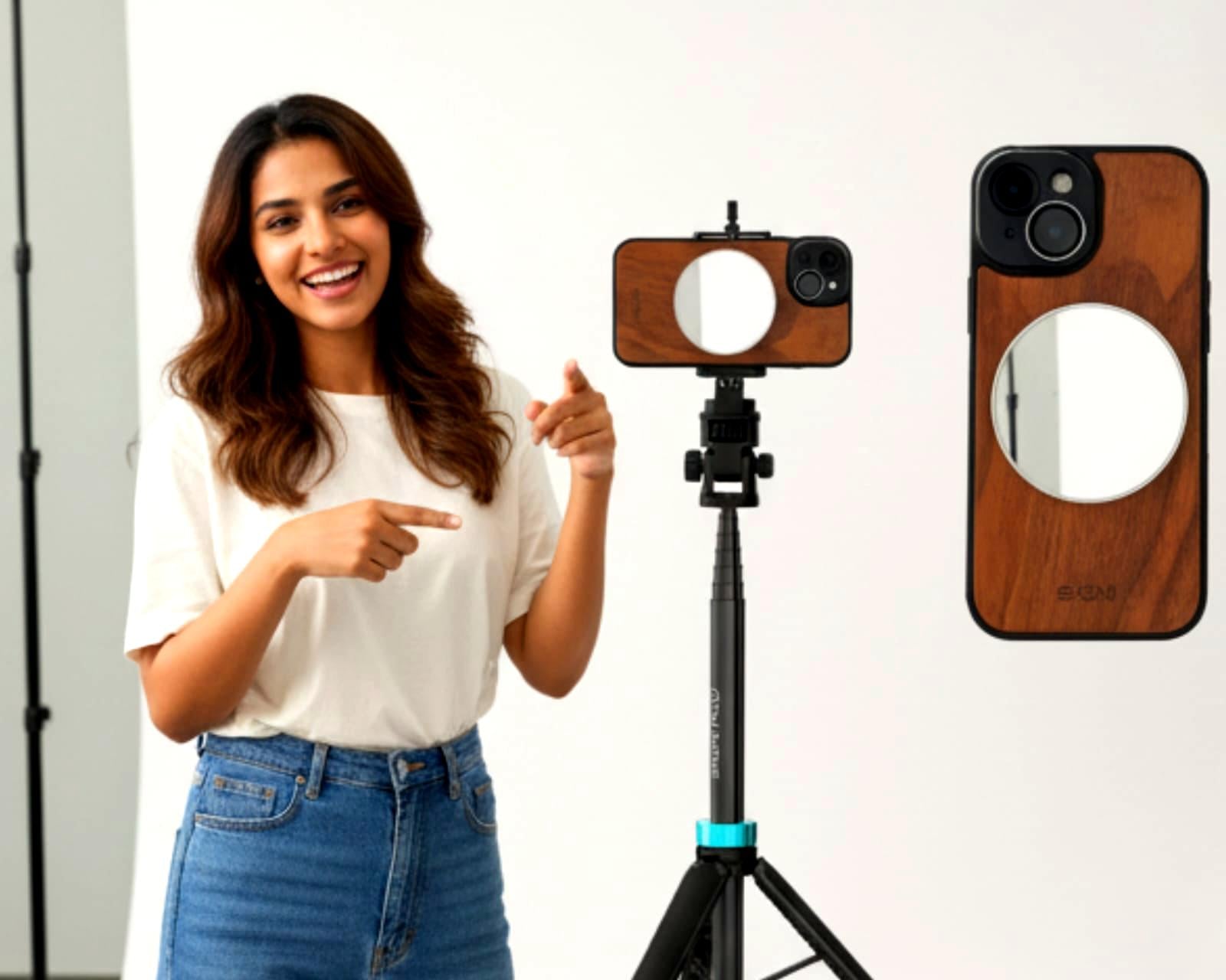 SKYVIK Magnetic Selfie Mirror (MagSafe Compatible) — Convex Back Camera Mirror for iPhone & All Smartphones