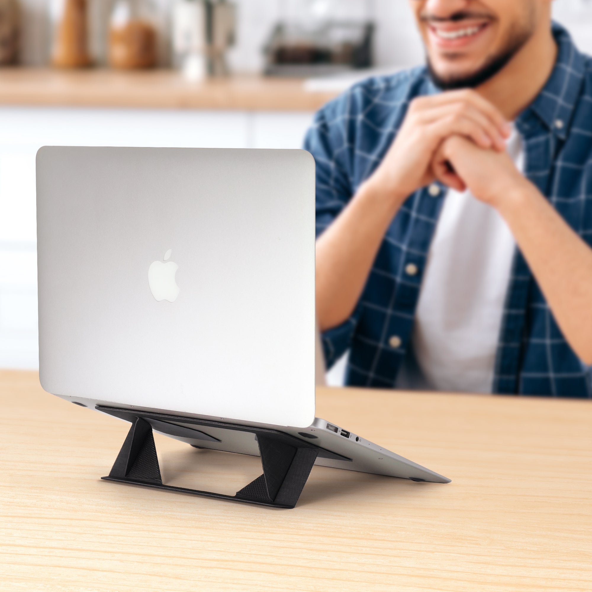 Elev8 Adhesive Adjustable Laptop Stand Ergonomic 2 Angles with Anti Slip Grip Sleek Hourglass Design
