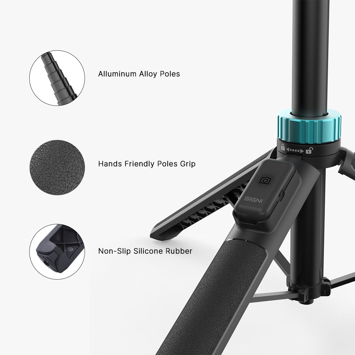 SIGNI POD Selfie Stick/Foldable Tripod - 1.75m