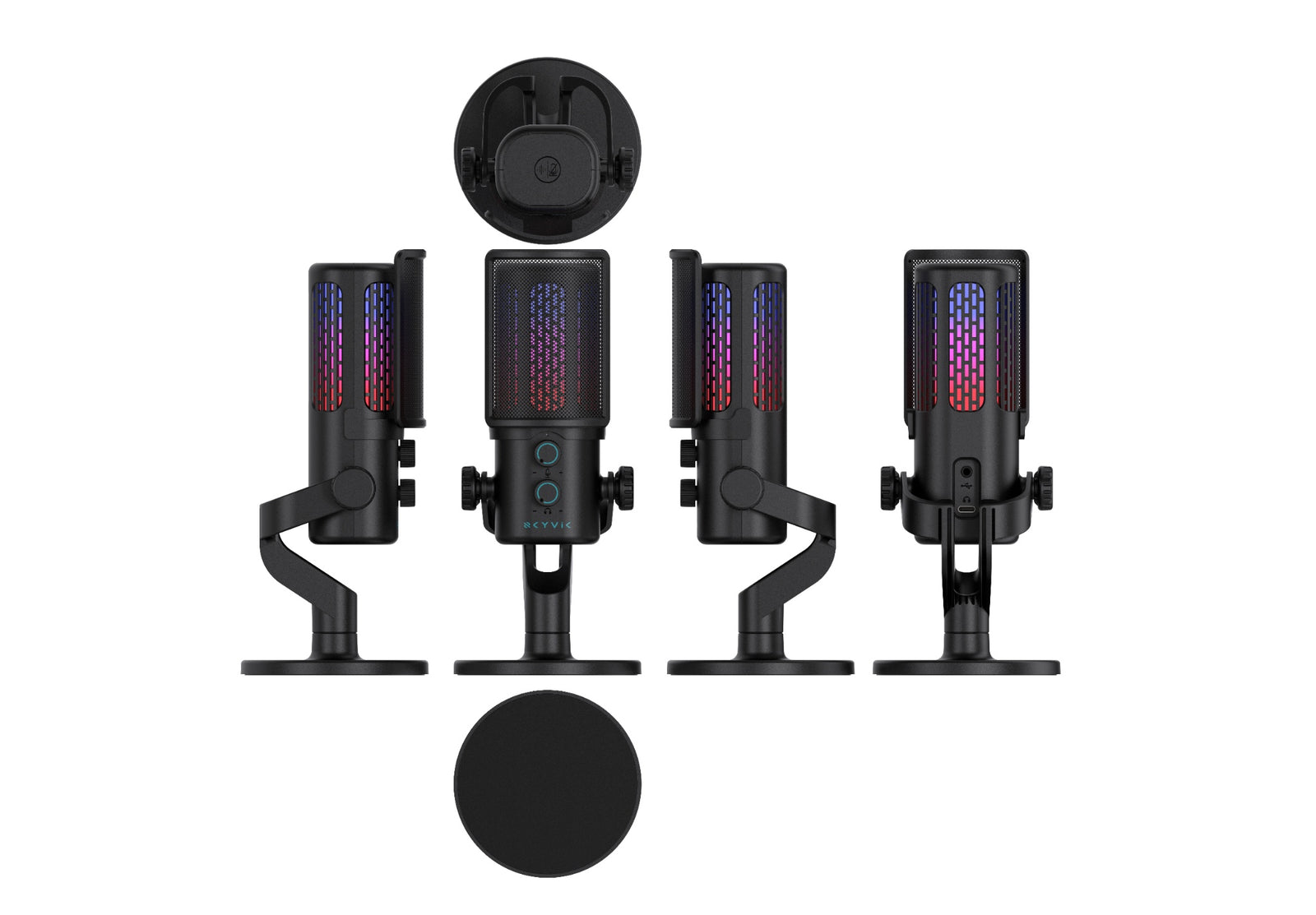 Glowcast USB Condenser Microphone with Noise Cancellation, RGB Lighting & Zero-Latency Monitoring for Podcasting, Streaming & Gaming