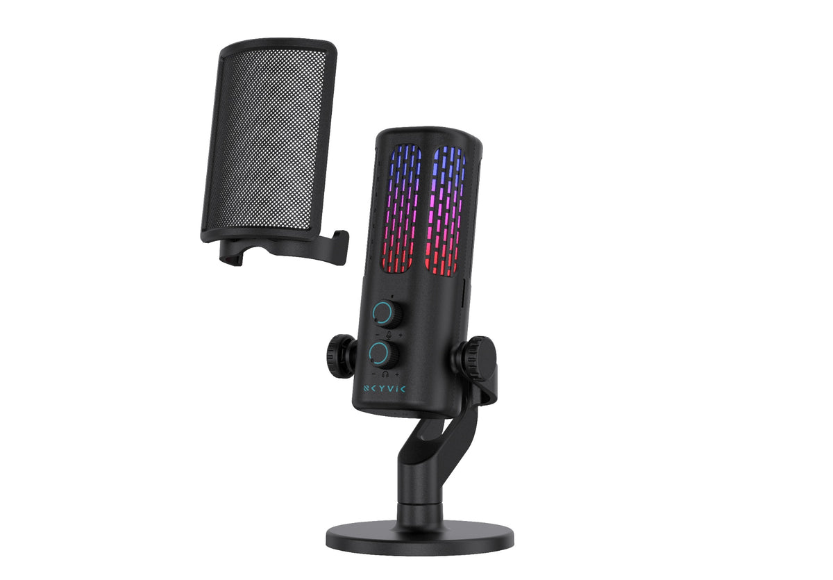 Glowcast USB Condenser Microphone with Noise Cancellation, RGB Lighting & Zero-Latency Monitoring for Podcasting, Streaming & Gaming