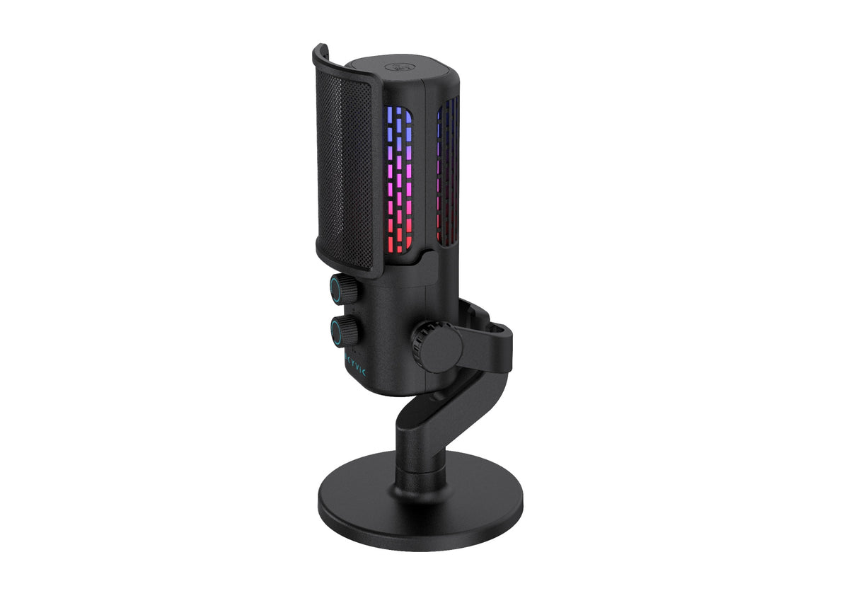 Glowcast USB Condenser Microphone with Noise Cancellation, RGB Lighting & Zero-Latency Monitoring for Podcasting, Streaming & Gaming