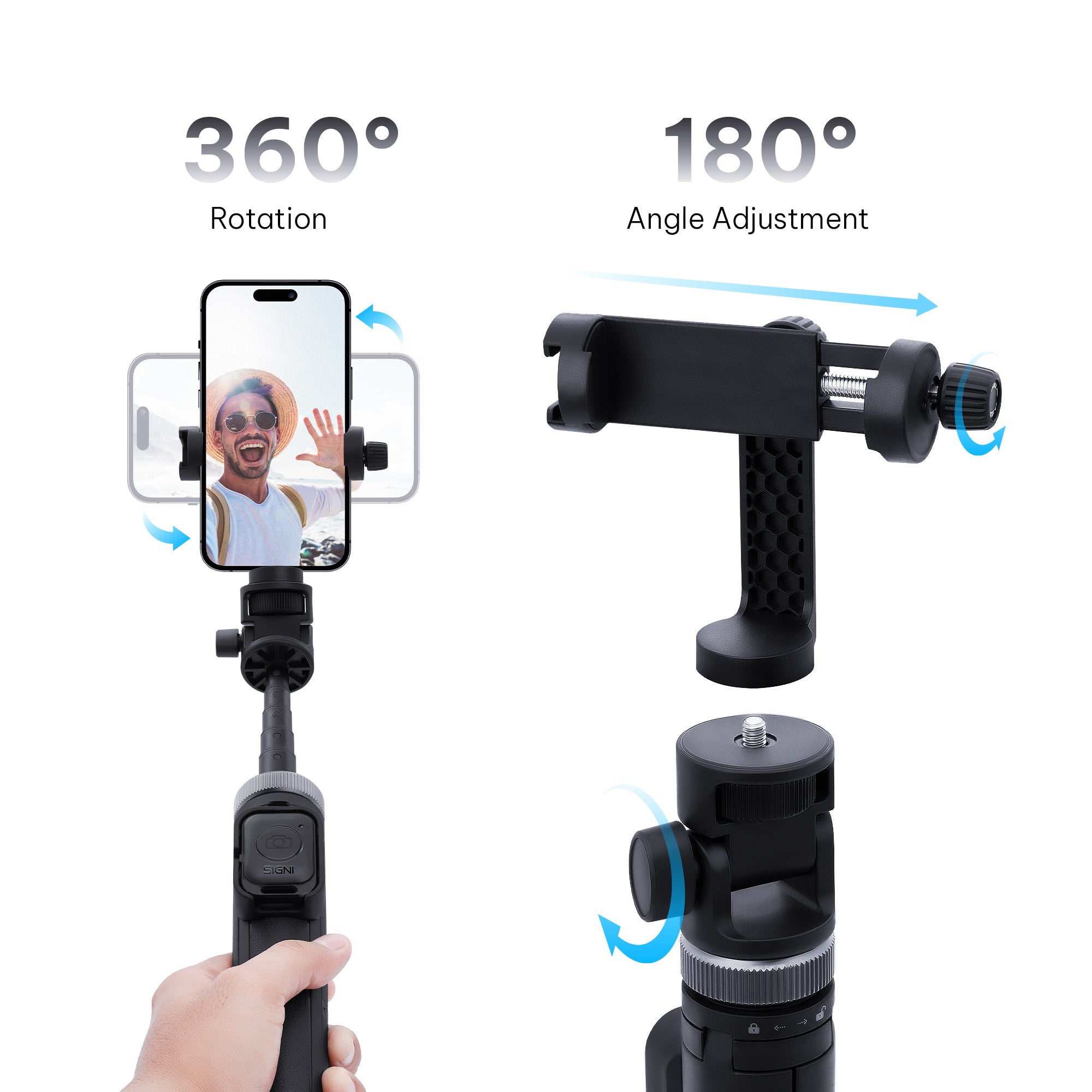 SKYVIK Selfie Stick/Foldable Tripod Stand SIGNIPOD for Smart-phones and GoPro with Bluetooth remote