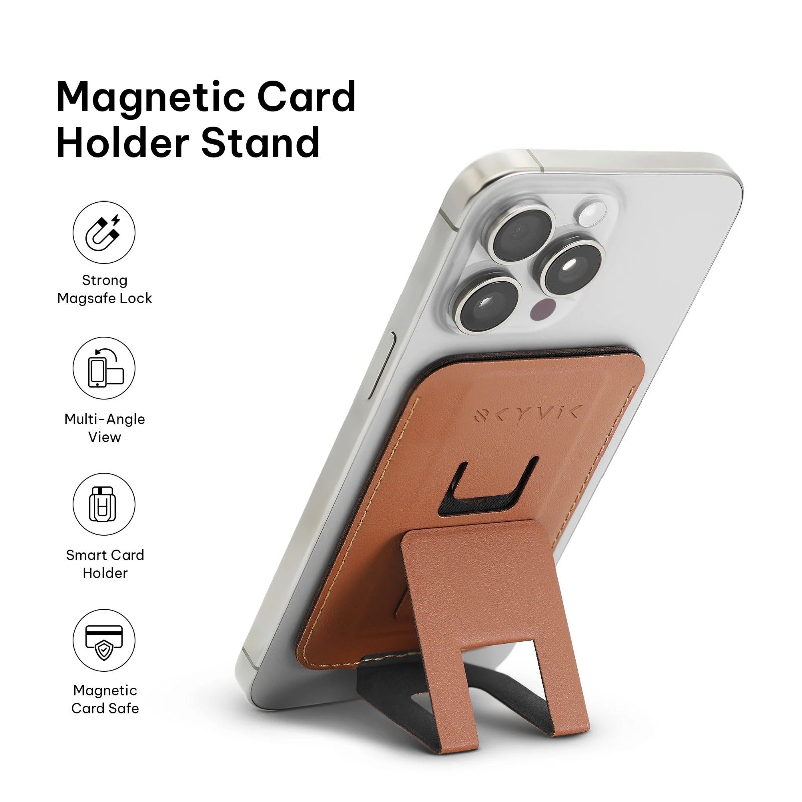 2-in-1 Magnetic Wallet & Stand with Metal Ring – Compatible with Android & iPhone