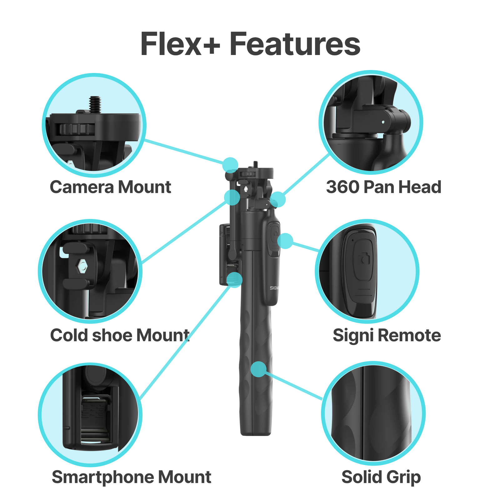 SIGNI POD Flex Plus 360 Tripod/Selfie Stick - 1.8m