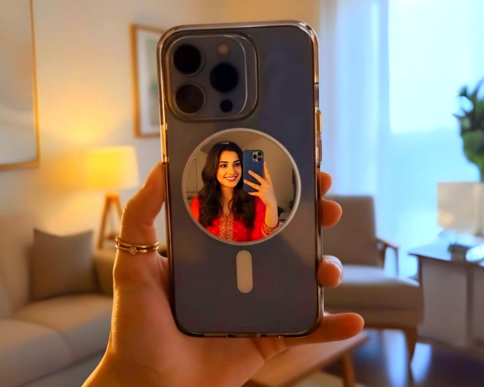 SKYVIK Magnetic Selfie Mirror (MagSafe Compatible) — Convex Back Camera Mirror for iPhone & All Smartphones