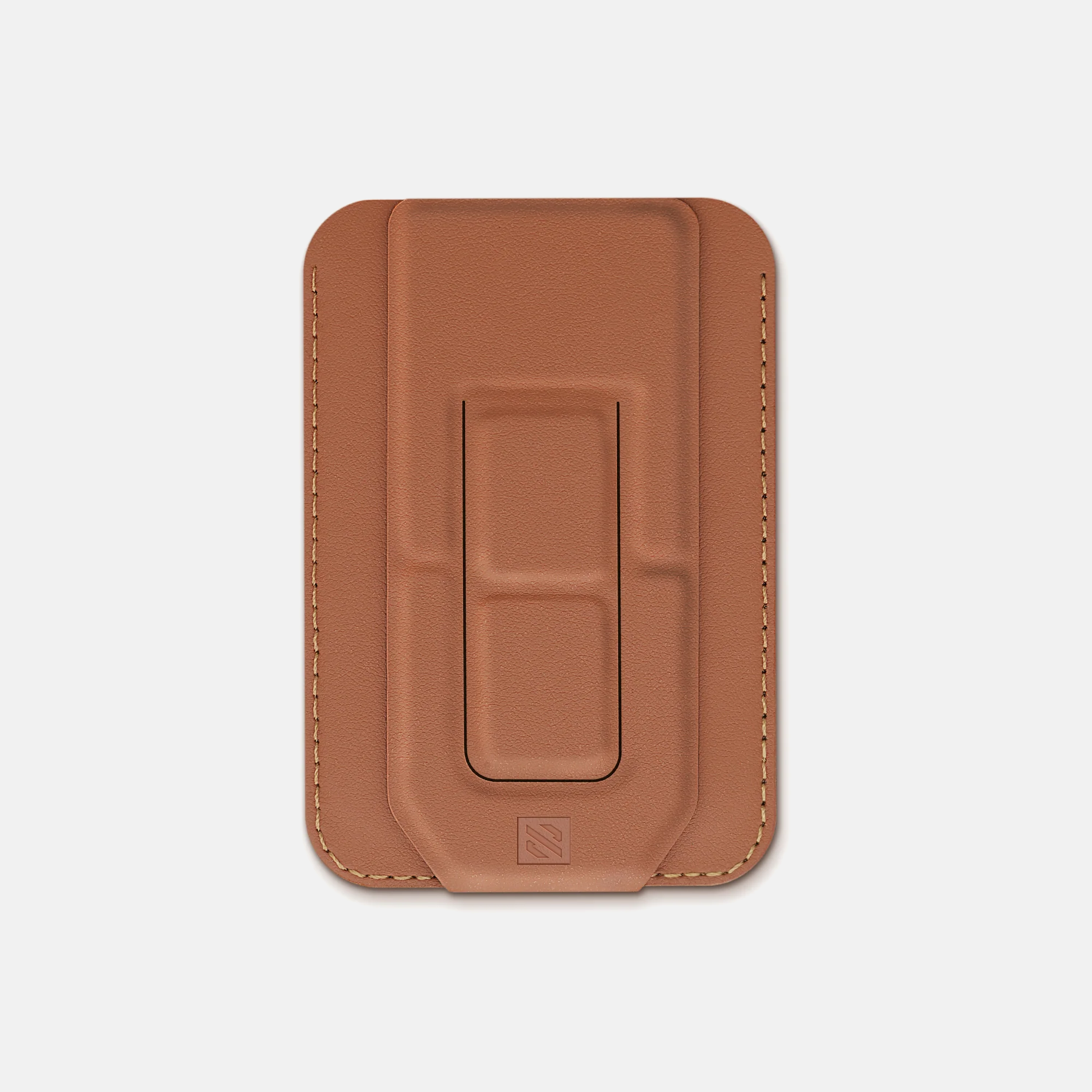 SKYVIK Leather Wallet Stand(MagTap) Compatible with Magsafe Card Holder for iPhone 15/14/13/12 Series-Brown