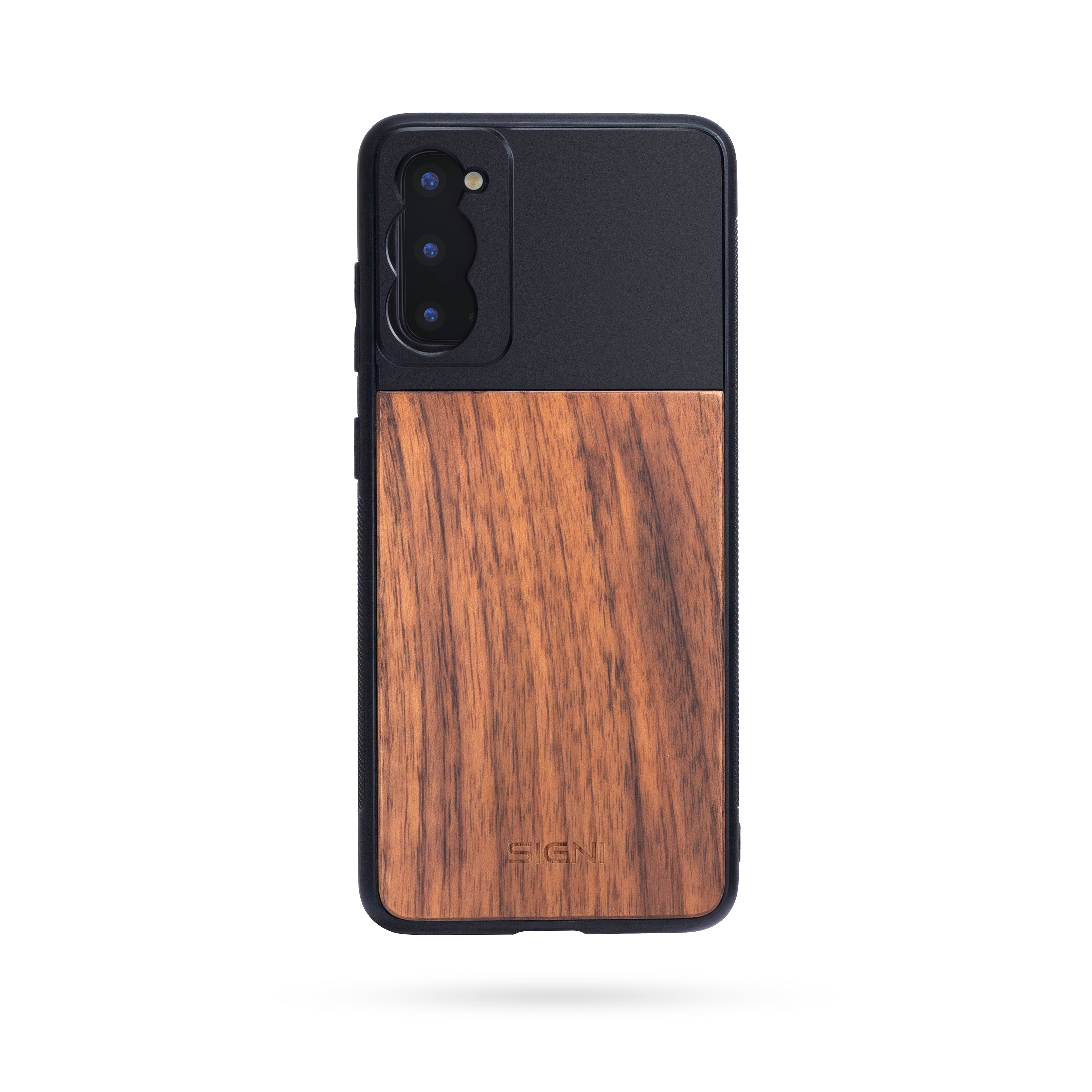 SKYVIK SIGNI One Plastic & Walnut Wood Mobile Lens case Black and Brown (Samsung S20)