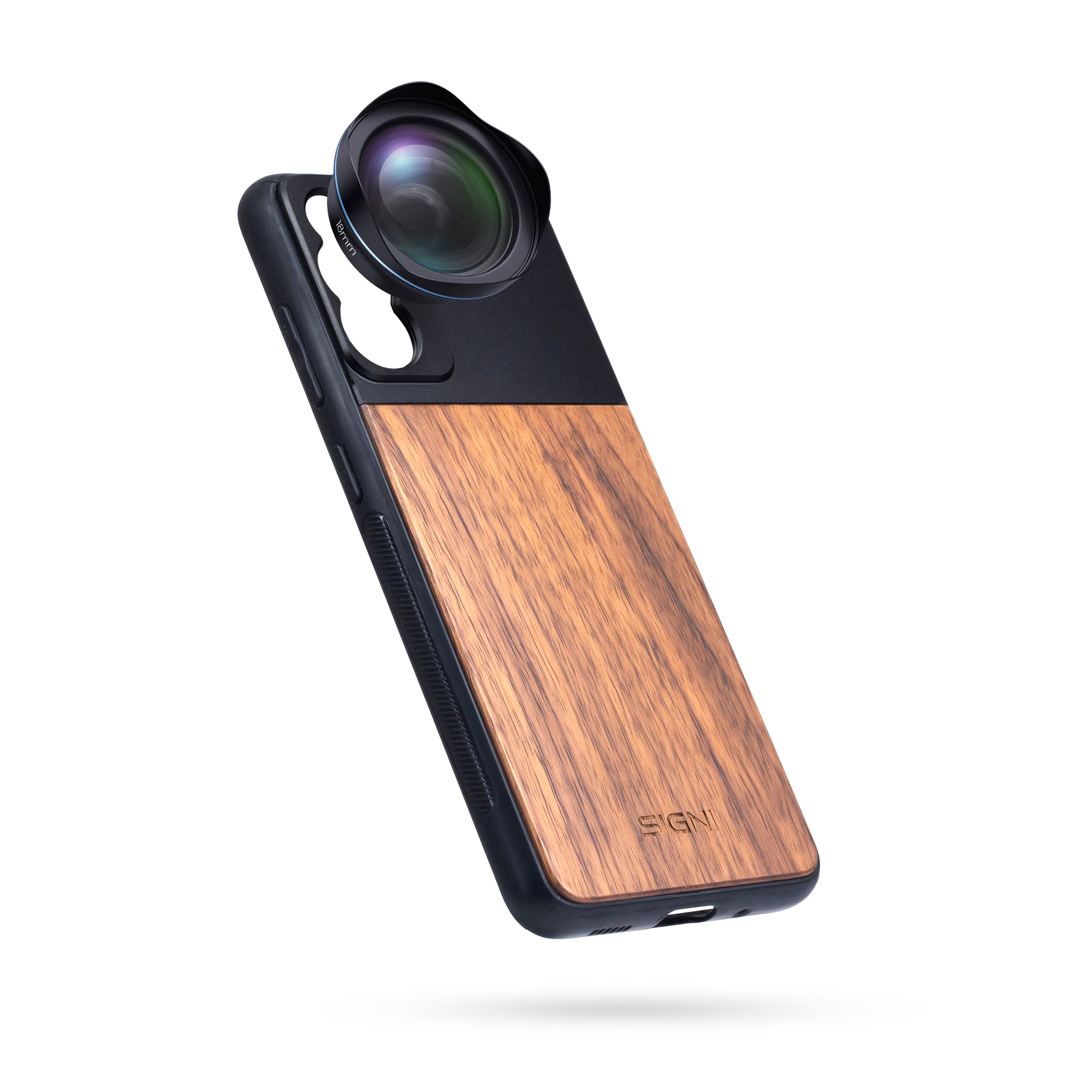 SKYVIK SIGNI One Plastic & Walnut Wood Mobile Lens case Black and Brown (Samsung S20)