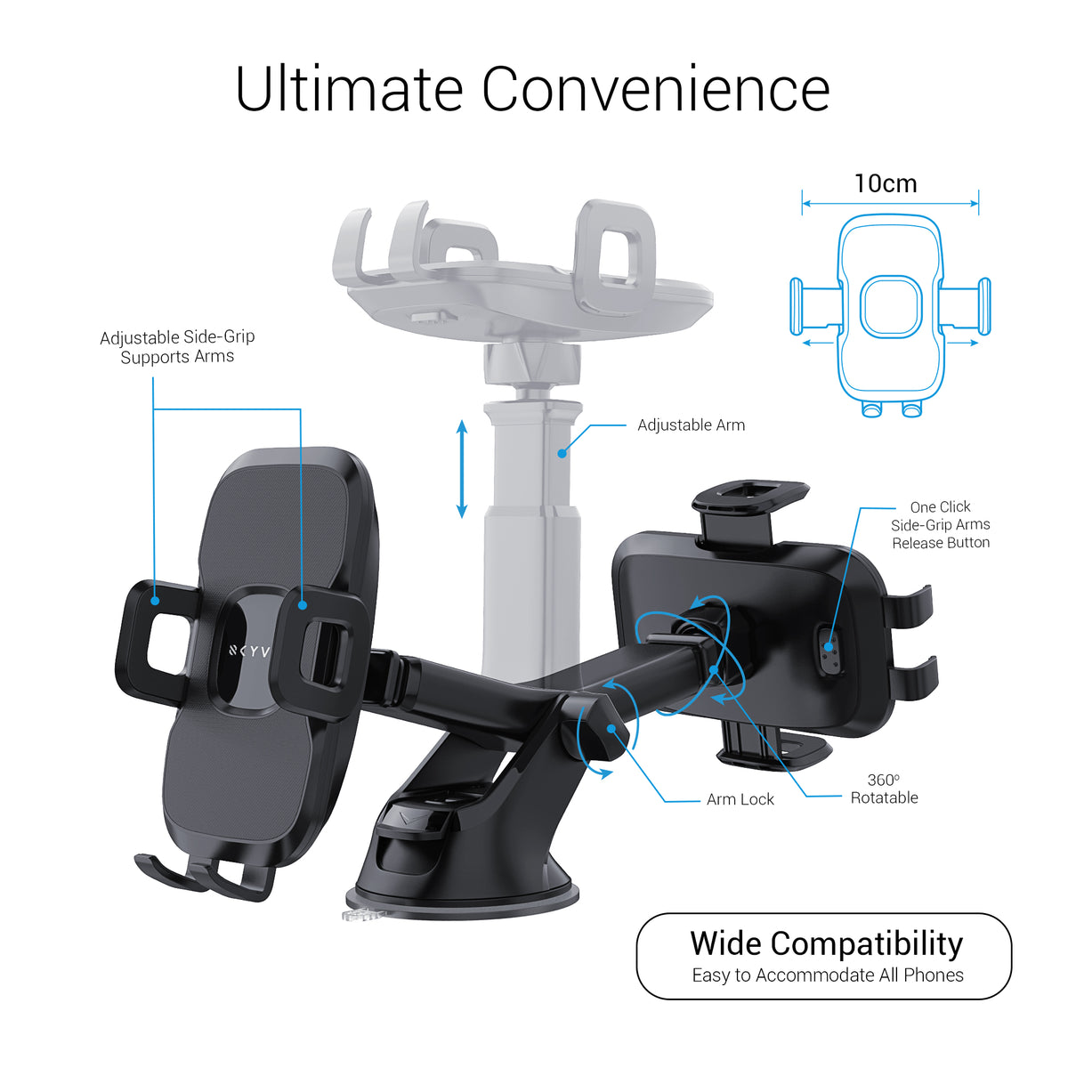 Car Dashboard & Windshield Arm Mobile Holder