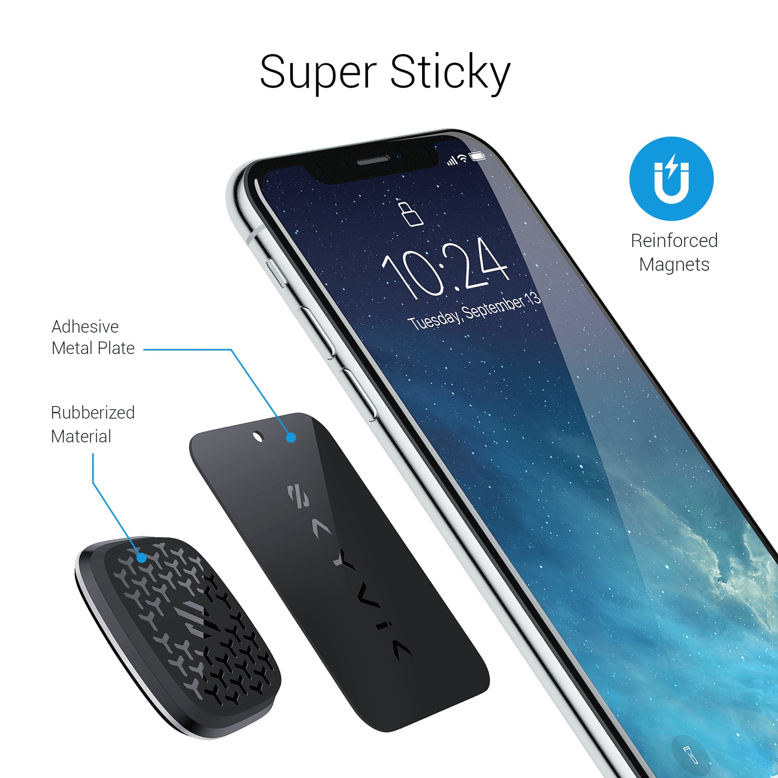 Square StickOn Magnetic Mobile Holder